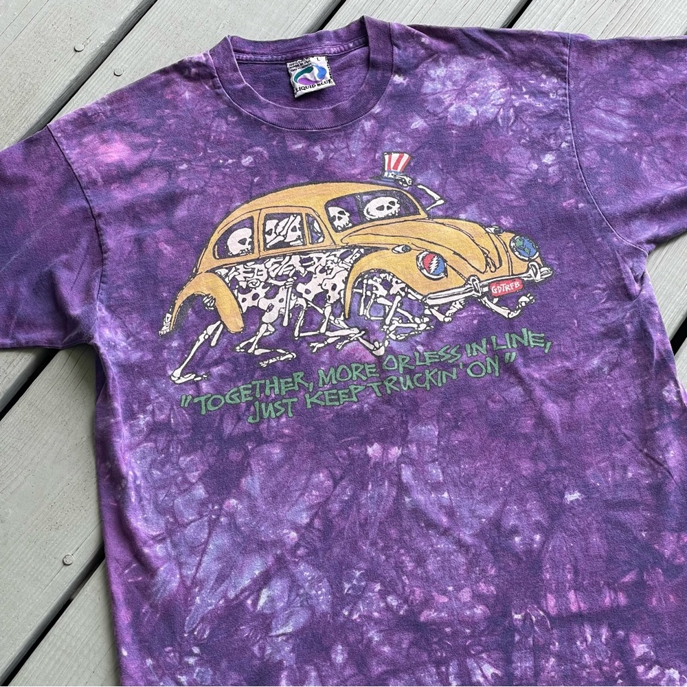 Vintage 1994 Liquid Blue Grateful Dead Bug Truckin’ Dead Xing Tie Dye T-Shirt L